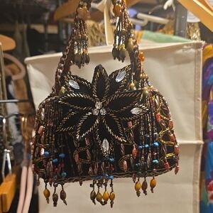Embellished Black Beaded Handbag